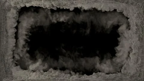 Grey smoke square screen frame like tunnel in clouds Stock Illustration