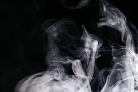 Grey smoke waves black background Stock Photos