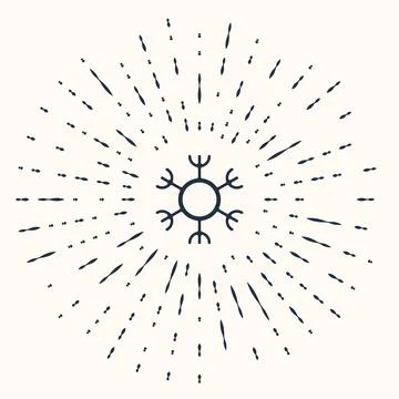 Grey Snowflake icon isolated on beige background. Abstract circle random dots Stock Illustration