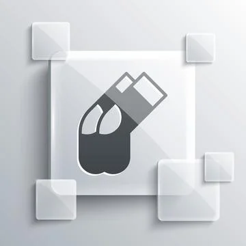 Grey Socks icon isolated on grey background. Square glass panels. Vector Stock Illustration