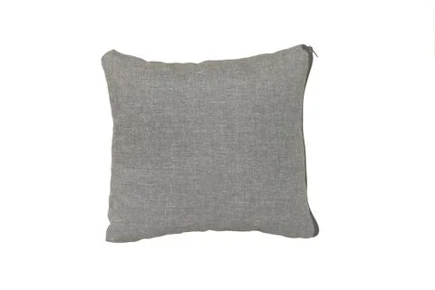 Grey sofa couch pillow with square shape on isolated white background. Stock Photos