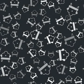 Grey Sofa icon isolated seamless pattern on black background. Vector 스톡 일러스트