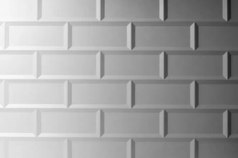 Grey soft light bright ceramic rectangle tile as texture with gradient, patte Stock Photos