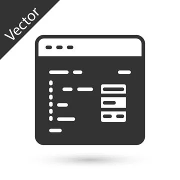 Grey Software, web developer programming code icon isolated on white background Stock Illustration