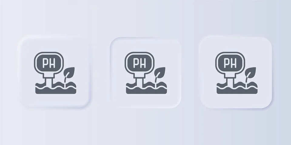 Grey Soil ph testing icon isolated on grey background. PH earth test. Set i.. Stock Illustration