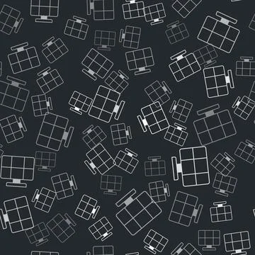 Grey Solar energy panel icon isolated seamless pattern on black background Stock Illustration