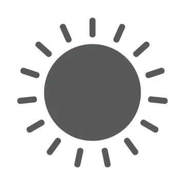 Grey solid vector sun icon isolated on white background Stock Illustration