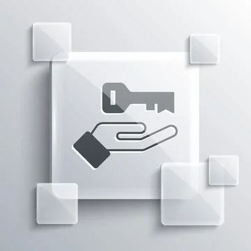 Grey Solution to the problem in psychology icon isolated on grey background. Key Stock Illustration