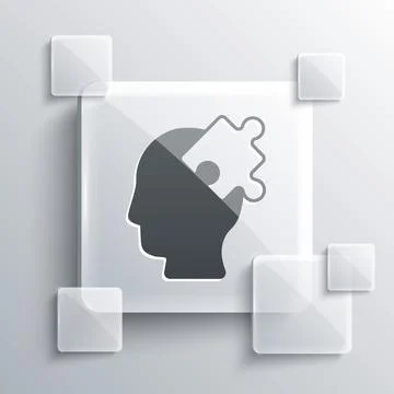 Grey Solution to the problem in psychology icon isolated on grey background Illustrazione stock