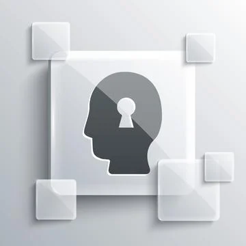 Grey Solution to the problem in psychology icon isolated on grey background. Key Stock Illustration