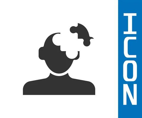 Grey Solution to the problem in psychology icon isolated on white background Stockillustratie