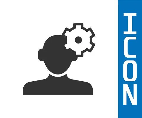 Grey Solution to the problem in psychology icon isolated on white background Illustrazione stock