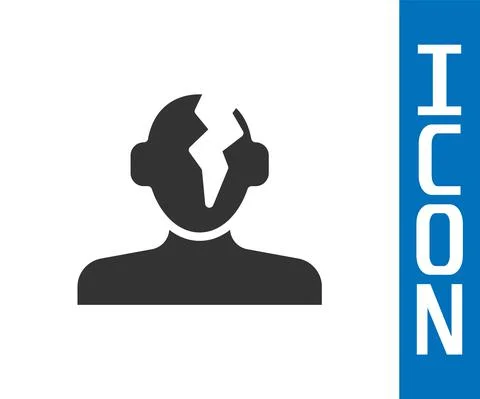 Grey Solution to the problem in psychology icon isolated on white background Illustrazione stock