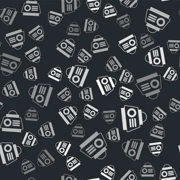Grey Space capsule icon isolated seamless pattern on black background.  Vecto 스톡 일러스트