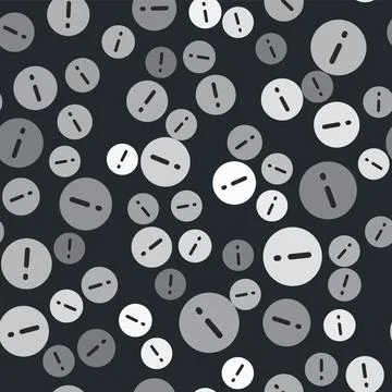 Grey Speech bubble and Exclamation icon isolated seamless pattern on black Stock Illustration
