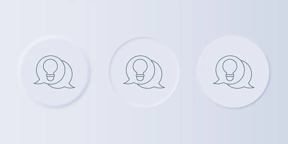 Grey Speech bubble and light bulb with concept of idea icon isolated on gre.. Stock Illustration