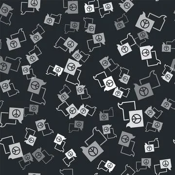 Grey Speech bubble chat icon isolated seamless pattern on black background 스톡 일러스트