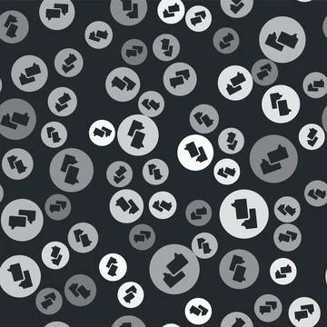 Grey Speech bubble chat icon isolated seamless pattern on black background Stock Illustration