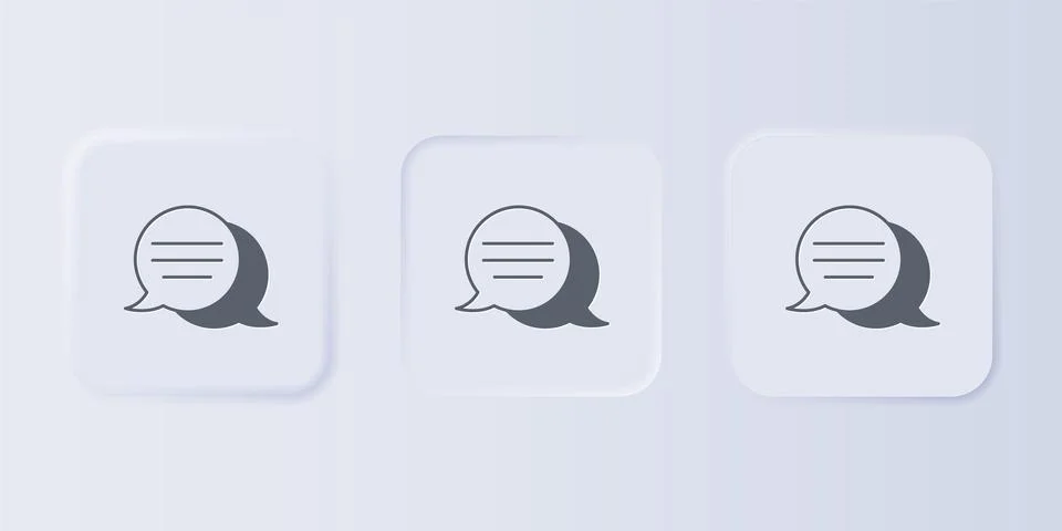 Grey Speech bubble chat icon isolated on grey background. Message icon. Com.. Stock Illustration