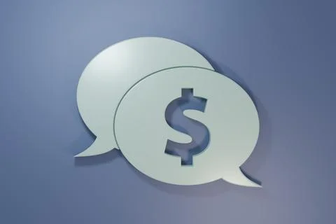 Grey Speech bubble with dollar icon isolated on purple-blue background. Bad.. Stock Photos