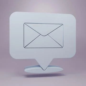 Grey Speech bubble with envelope icon isolated on purple background. Minima.. Stock Illustration