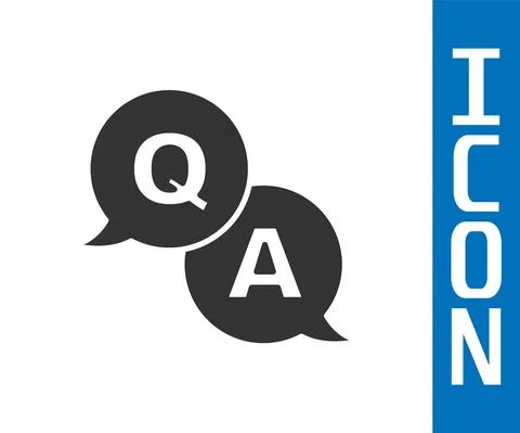 Grey Speech bubbles with Question and Answer icon isolated on white background Stock Illustration