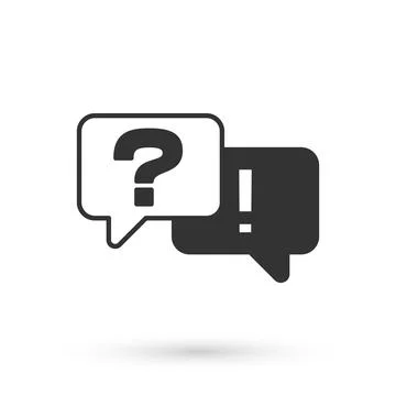 Grey Speech bubbles with Question and Answer icon isolated on white background Stock Illustration