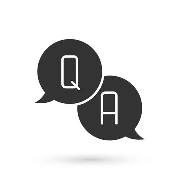 Grey Speech bubbles with Question and Answer icon isolated on white background Illustrazione stock