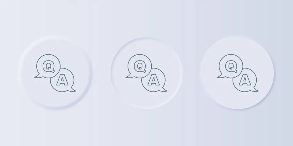 Grey Speech bubbles with Question and Answer icon isolated on grey backgrou.. Illustrazione stock