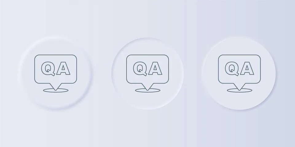 Grey Speech bubbles with Question and Answer icon isolated on grey backgrou.. Stock Illustration