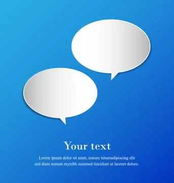 Grey speech bubbles with space on blue background, paper cut design. Stock Illustration