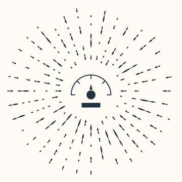 Grey Speedometer icon isolated on beige background. Abstract circle random dots Stock Illustration
