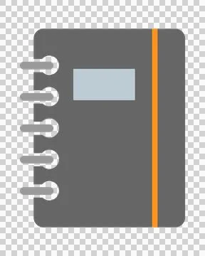 Grey spiral notebook icon with orange elastic band isolated on white background Illustration