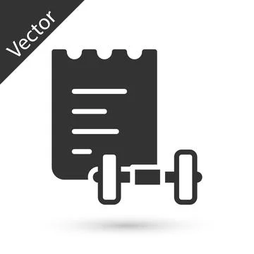 Grey Sport training program or fitness plan icon isolated on white background Stockillustratie