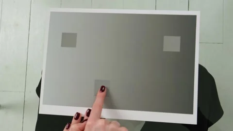 Grey square illusion, both squares are exactly the same shade, 50 percent black. Stock Footage 308473253
