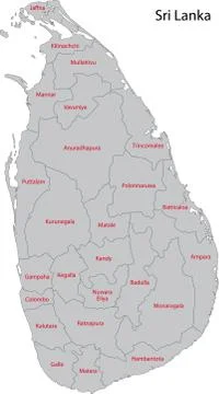 Grey Sri Lanka map Stock Illustration