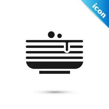 Grey Stack of pancakes icon isolated on white background. Baking with syrup and Illustrazione stock