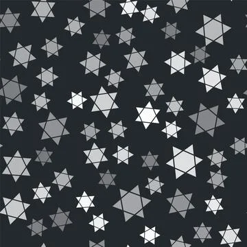Grey Star of David icon isolated seamless pattern on black background. Jewish Stock Illustration