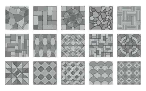 Grey stone street pavement patterns, paving tile Stock Illustration