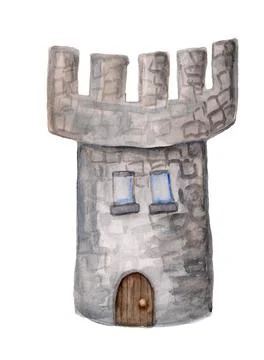 Grey stone tower Stock Illustration