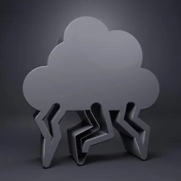 Grey Storm icon isolated on grey background. Cloud and lightning sign. Weat.. Stock Illustration