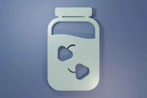 Grey Strawberry jam jar icon isolated on purple-blue background. Minimalism.. Stock Illustration