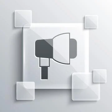 Grey Studio light bulb in softbox icon isolated on grey background. Shadow Illustrazione stock