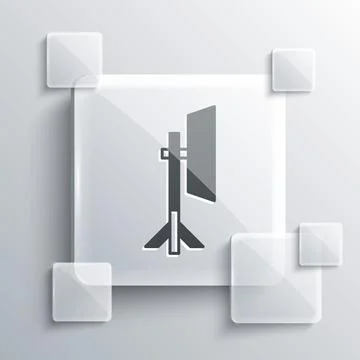 Grey Studio light bulb in softbox icon isolated on grey background. Shadow .. Illustrazione stock