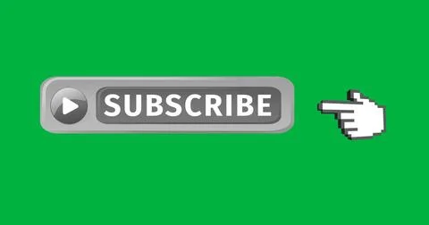 Grey subscription button with hand icon moves right on green background in 4K Stock Photos