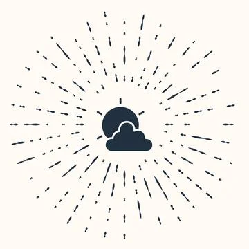 Grey Sun and cloud weather icon isolated on beige background. Abstract circ.. Stock Illustration