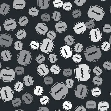 Grey Sweater icon isolated seamless pattern on black background. Pullover i.. Stock Illustration