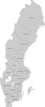 Grey Sweden map Stock Illustration