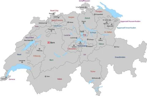 Grey Switzerland map Stock Illustration