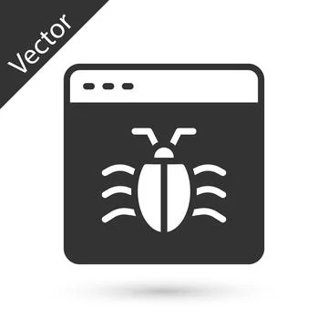 Grey System bug concept icon isolated on white background. Code bug concept. Bug 스톡 일러스트